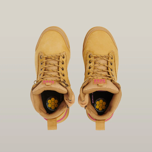 Hard Yakka Y60240 Women's 3056 Lace Up & Side Zip Safety Boot - Wheat