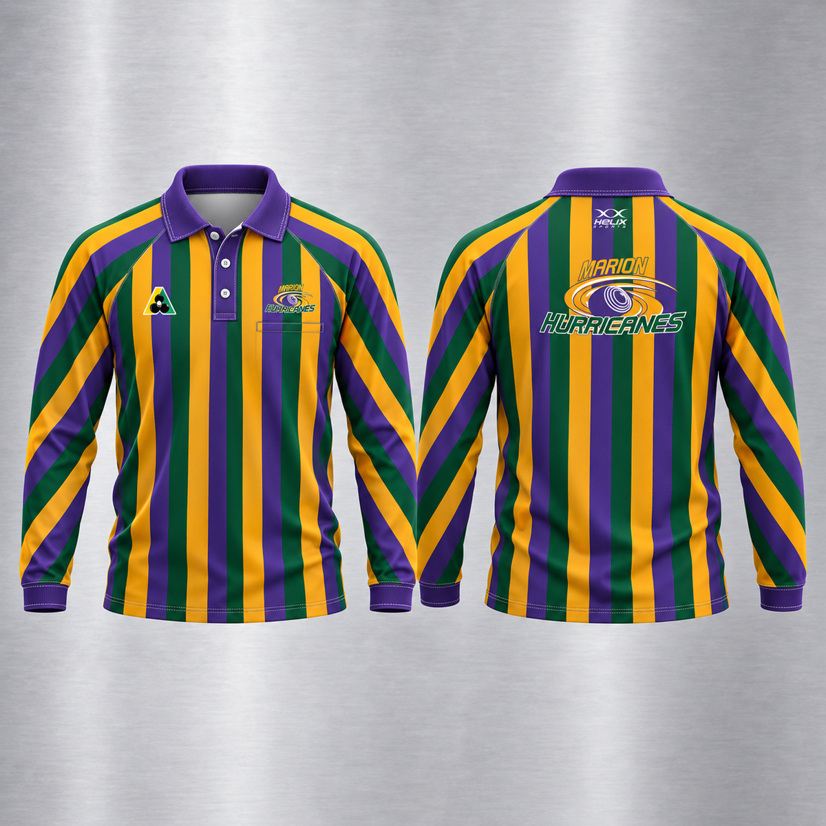 Marion Bowling Club - Men's Club Touring Shirt (Stripes) - Long Sleeve