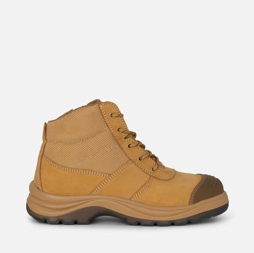 KingGee K27100 Tradie Zip/Lace Steel Cap Safety Work Boots 5" - Wheat