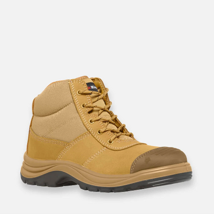 KingGee K27100 Tradie Zip/Lace Steel Cap Safety Work Boots 5" - Wheat