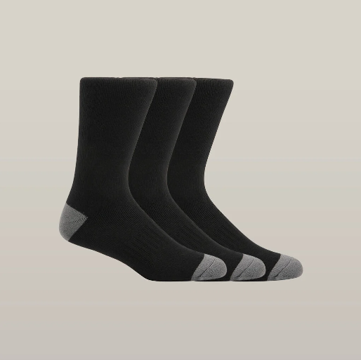Hard Yakka Y20015 Core Bamboo Rich Padded Crew Sock - 3 Pack (One Size 7-12)